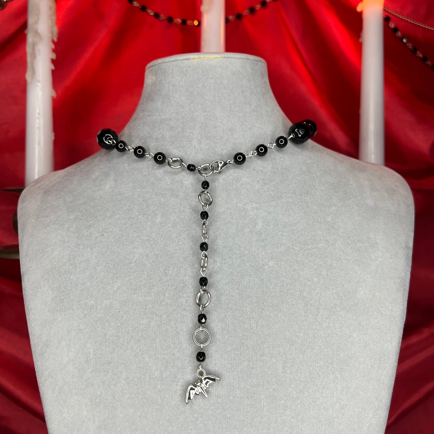 ⋆♱ ‘All Hail Me’ Mini Rosary Necklace in Black ♱⋆