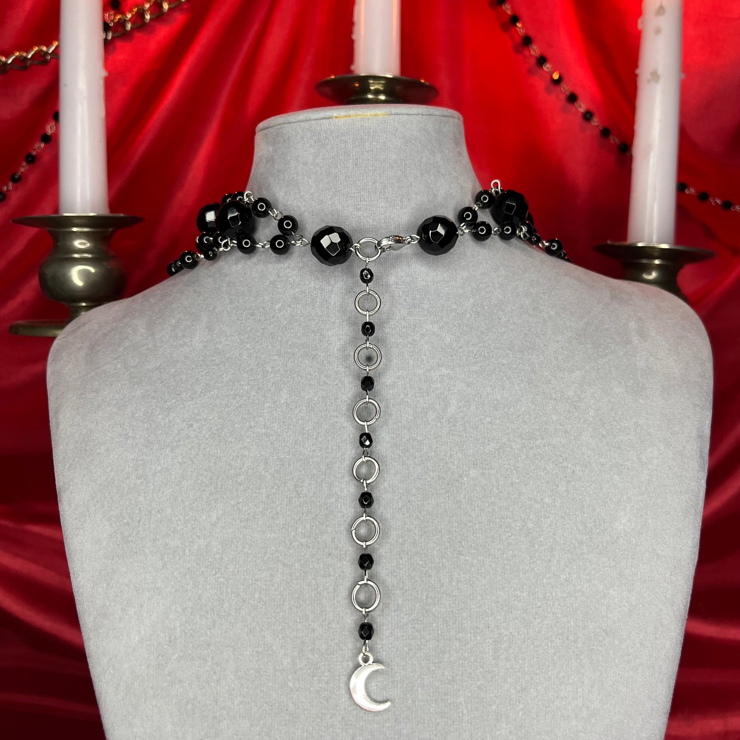 ⋆♱ ‘ Luna Enamorada ‘ Beaded Collar In Black ♱⋆