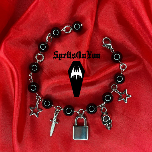 โโฑ New โIndustrialโ Chunky Charm Bracelet in black โฑโ