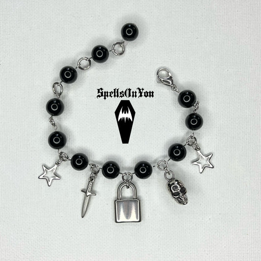 โโฑ New โIndustrialโ Chunky Charm Bracelet in black โฑโ