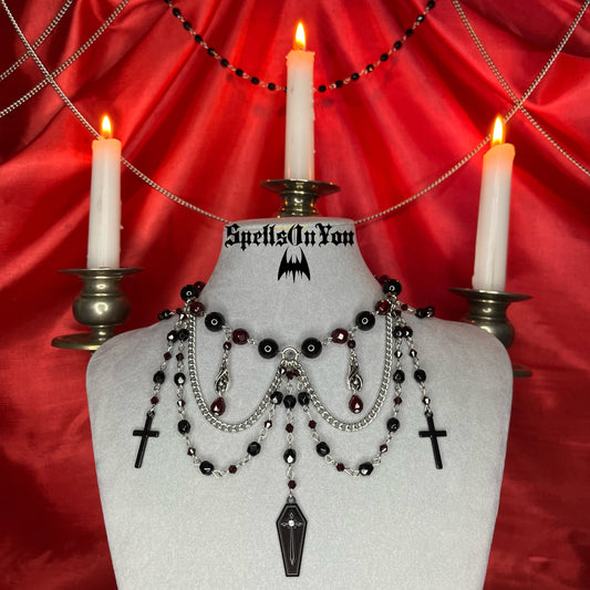 ⋆♱ ‘Entombed’ Layered necklace in Black and Red ♱⋆