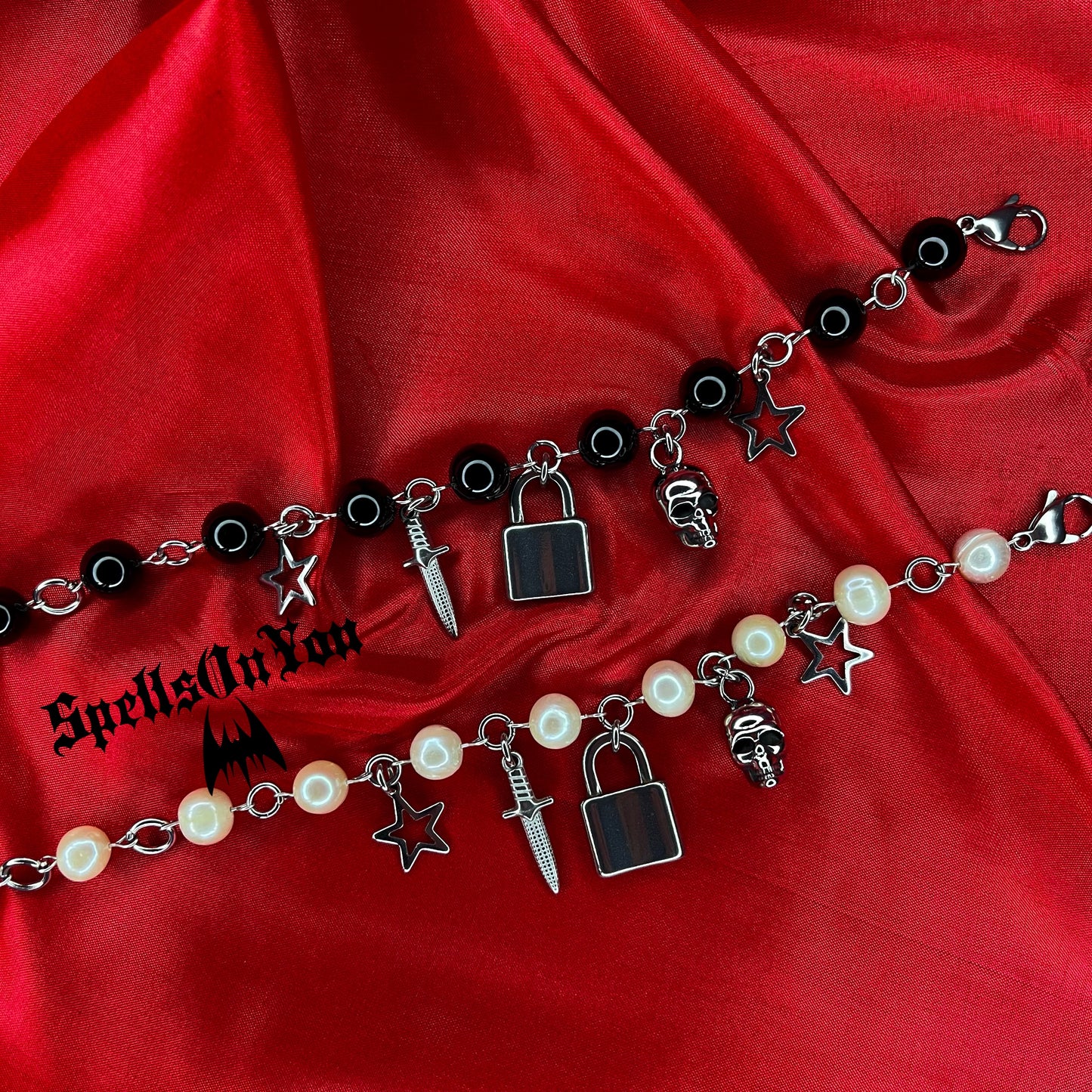 ⋆♱ New ‘Industrial’ Chunky Charm Bracelet in Pearl ♱⋆