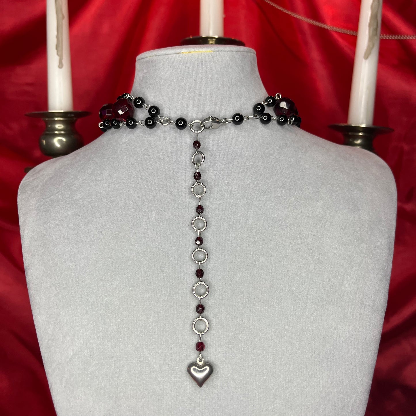 ⋆♱ ‘ Andromeda ‘ Beaded Choker in Black and Red ♱⋆