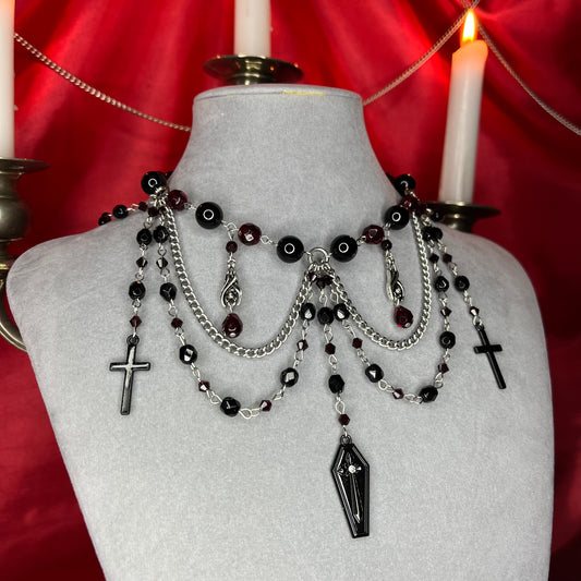 ⋆♱ ‘Entombed’ Layered necklace in Black and Red ♱⋆