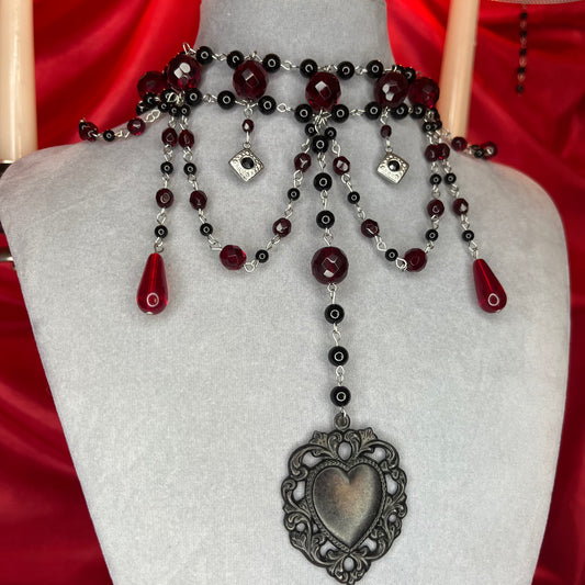 ⋆♱ ‘Everlasting’ Layered Necklace in Black and Red ♱⋆