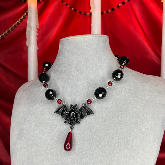 ⋆♱ ‘Baby Bat’ Necklace in Black and Red ♱⋆