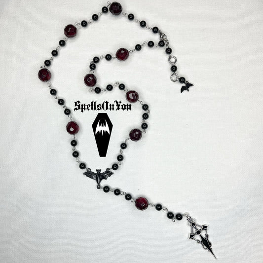 ⋆♱ ‘All Hail Me’ Rosary Necklace in Black and Red ♱⋆