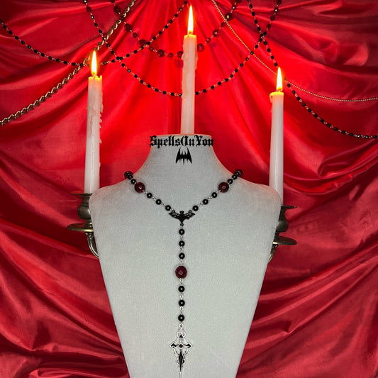 ⋆♱ ‘All Hail Me’ Rosary Necklace in Black and Red ♱⋆