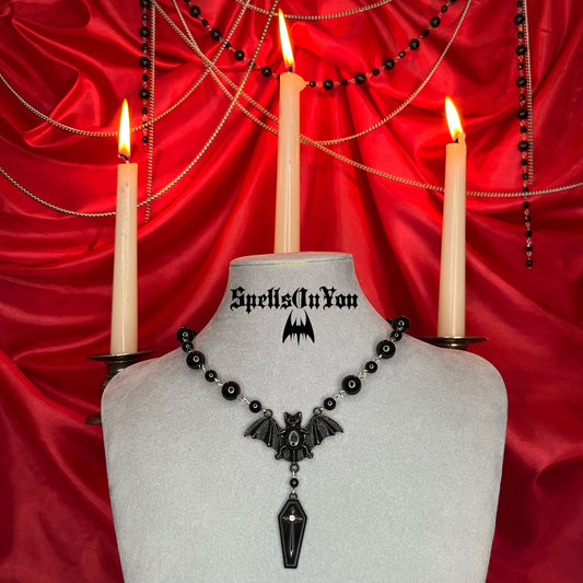 ⋆♱ ‘Baby Bat’ Coffin Necklace in Black ♱⋆