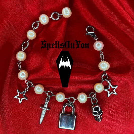 ⋆♱ New ‘Industrial’ Chunky Charm Bracelet in Pearl ♱⋆