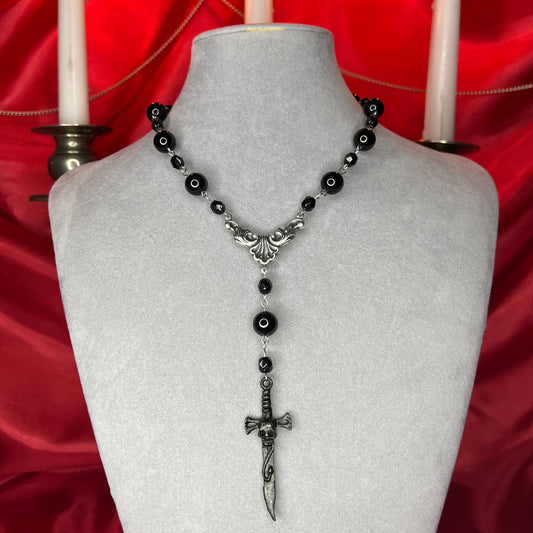 ⋆♱ ‘Oracle ’ Mini Rosary Necklace in Black♱⋆