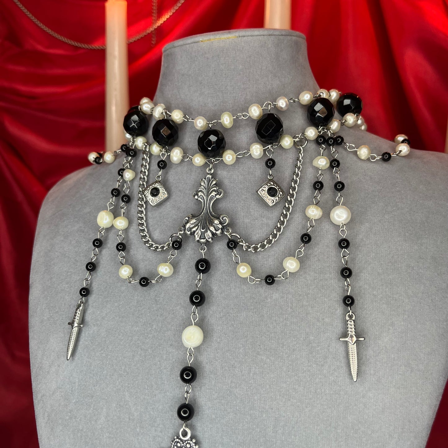 ⋆♱ ‘Buffy’ Layered Necklace in Black and Pearl Vol.3 ♱⋆