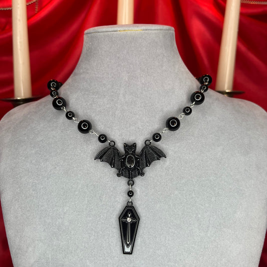 ⋆♱ ‘Baby Bat’ Coffin Necklace in Black ♱⋆